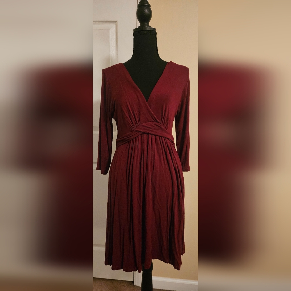 Comfortable Burgundy Wrap Dress